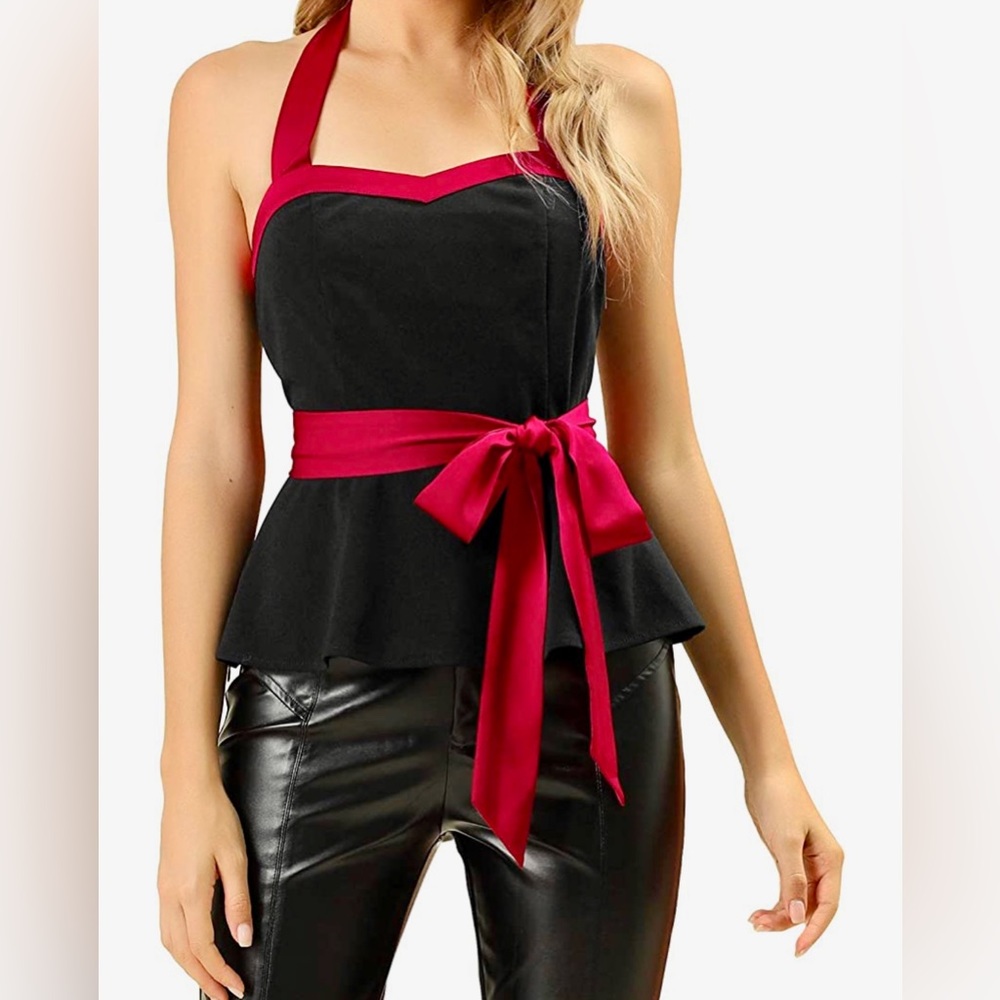 Black and red halter tops
